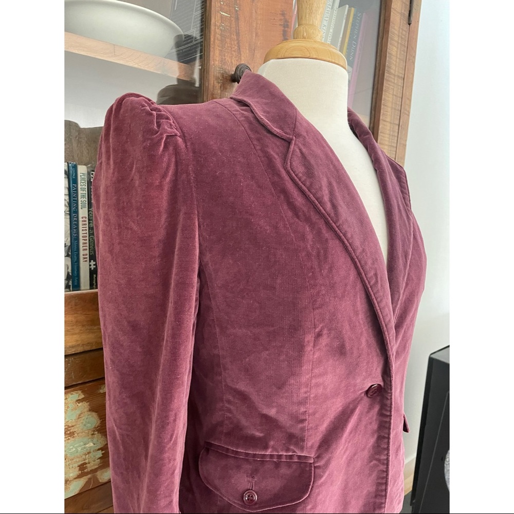 Purple Vintage Puffed Sleeve Velvet Jacket - Picture 3 of 6
